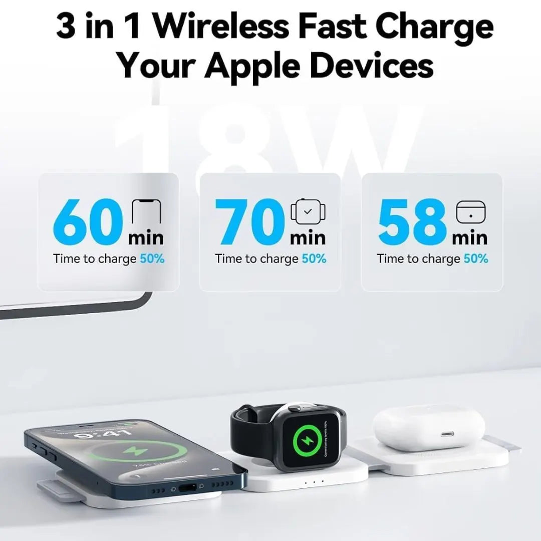 Foldable magnetic wireless charger with phone