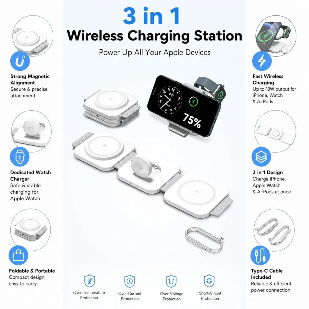 Magnetic wireless charger snapping onto phone