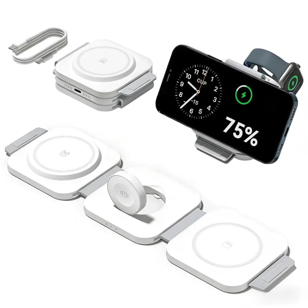 Magnetic wireless charger folded flat for portability